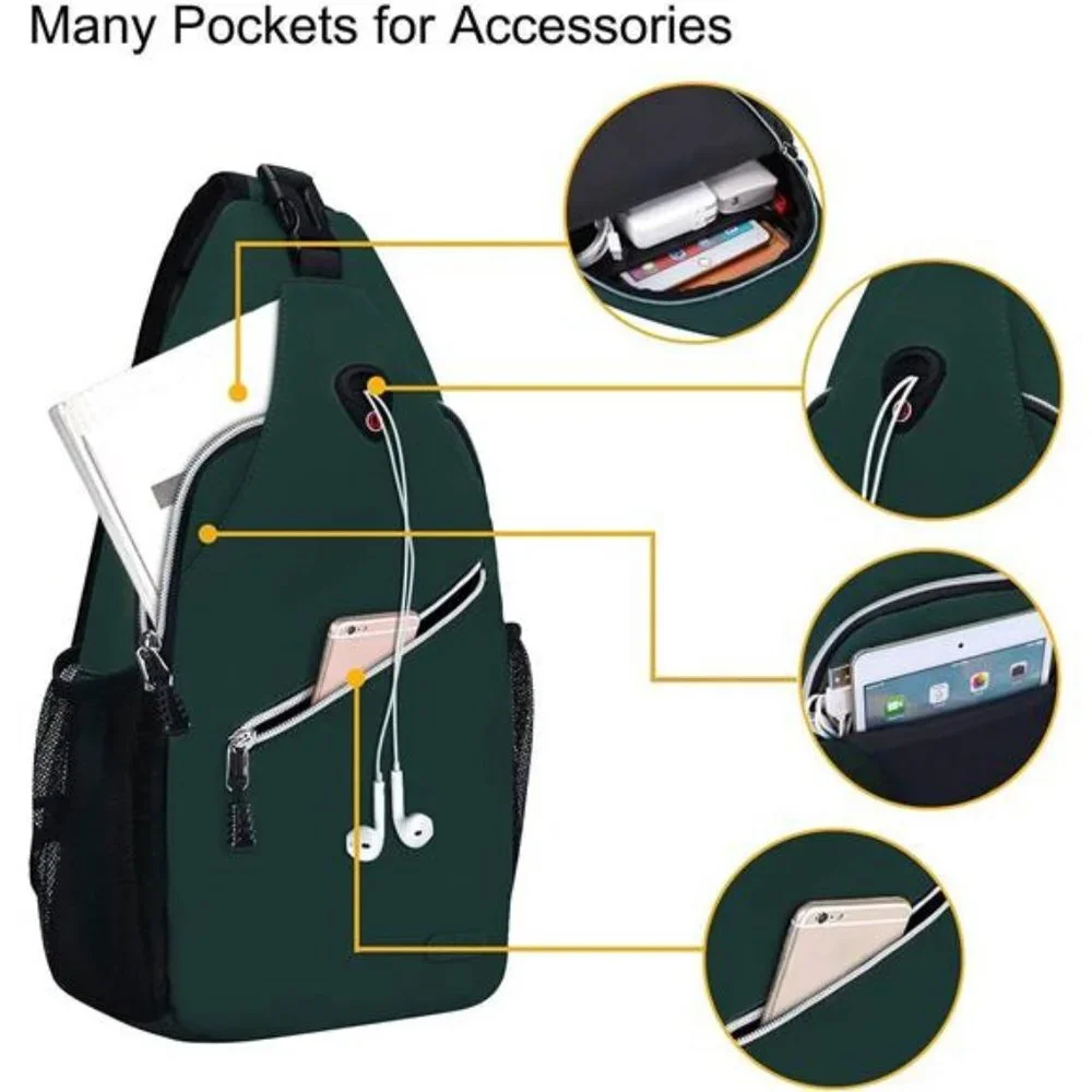Multipurpose Crossbody Shoulder Bag Travel Hiking Daypack, Peacock Green